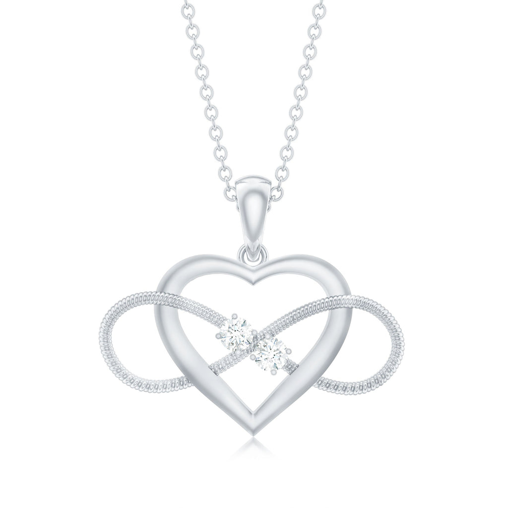 Diamond Infinity Necklace - Heart Pendant With Sparkling Diamonds For Her