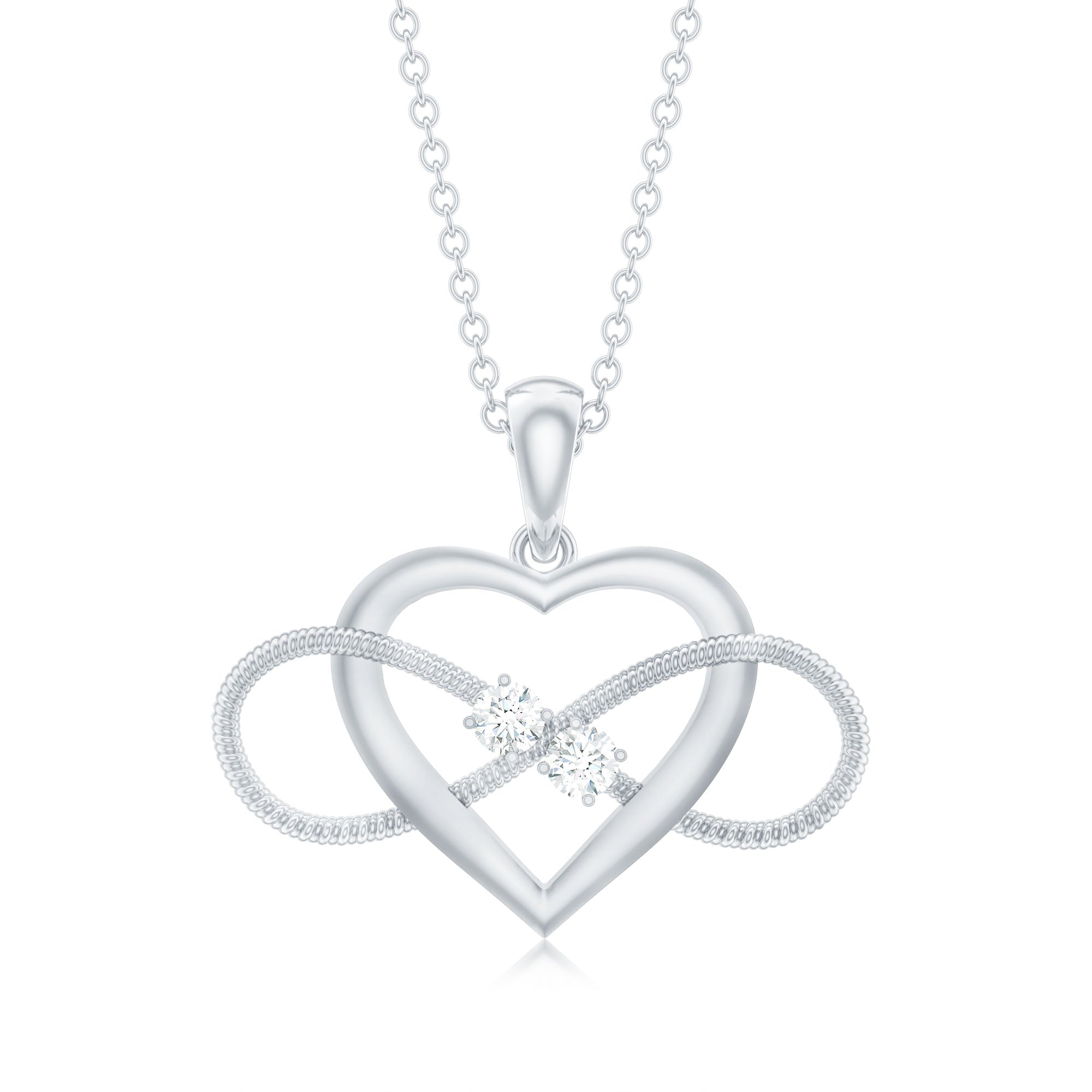 Diamond Infinity Necklace - Heart Pendant With Sparkling Diamonds For Her