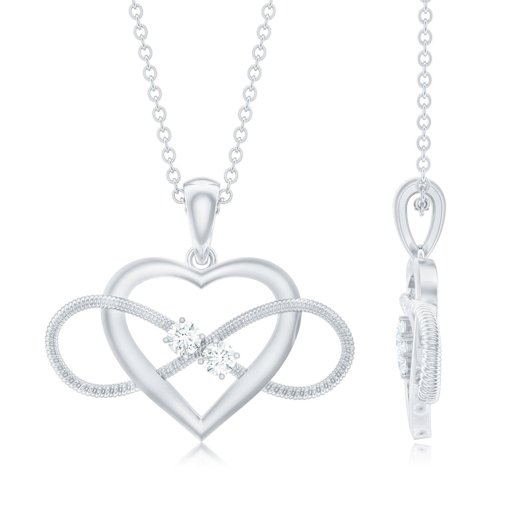 Diamond Infinity Necklace - Heart Pendant With Sparkling Diamonds For Her