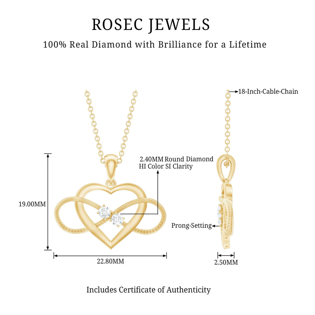 Diamond Infinity Necklace - Heart Pendant With Sparkling Diamonds For Her