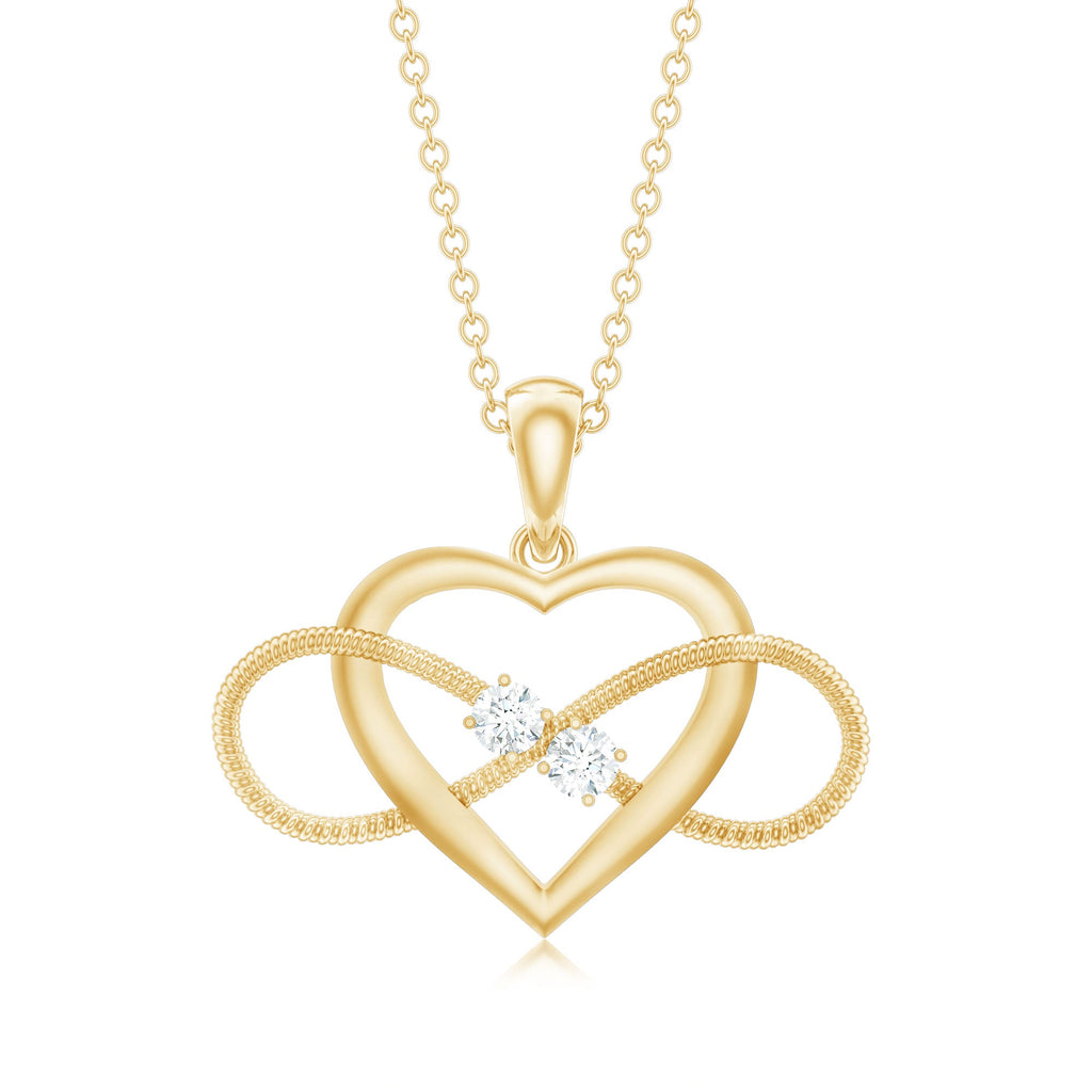 Diamond Infinity Necklace - Heart Pendant With Sparkling Diamonds For Her