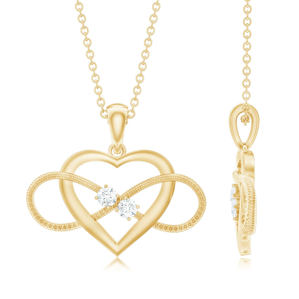 Diamond Infinity Necklace - Heart Pendant With Sparkling Diamonds For Her