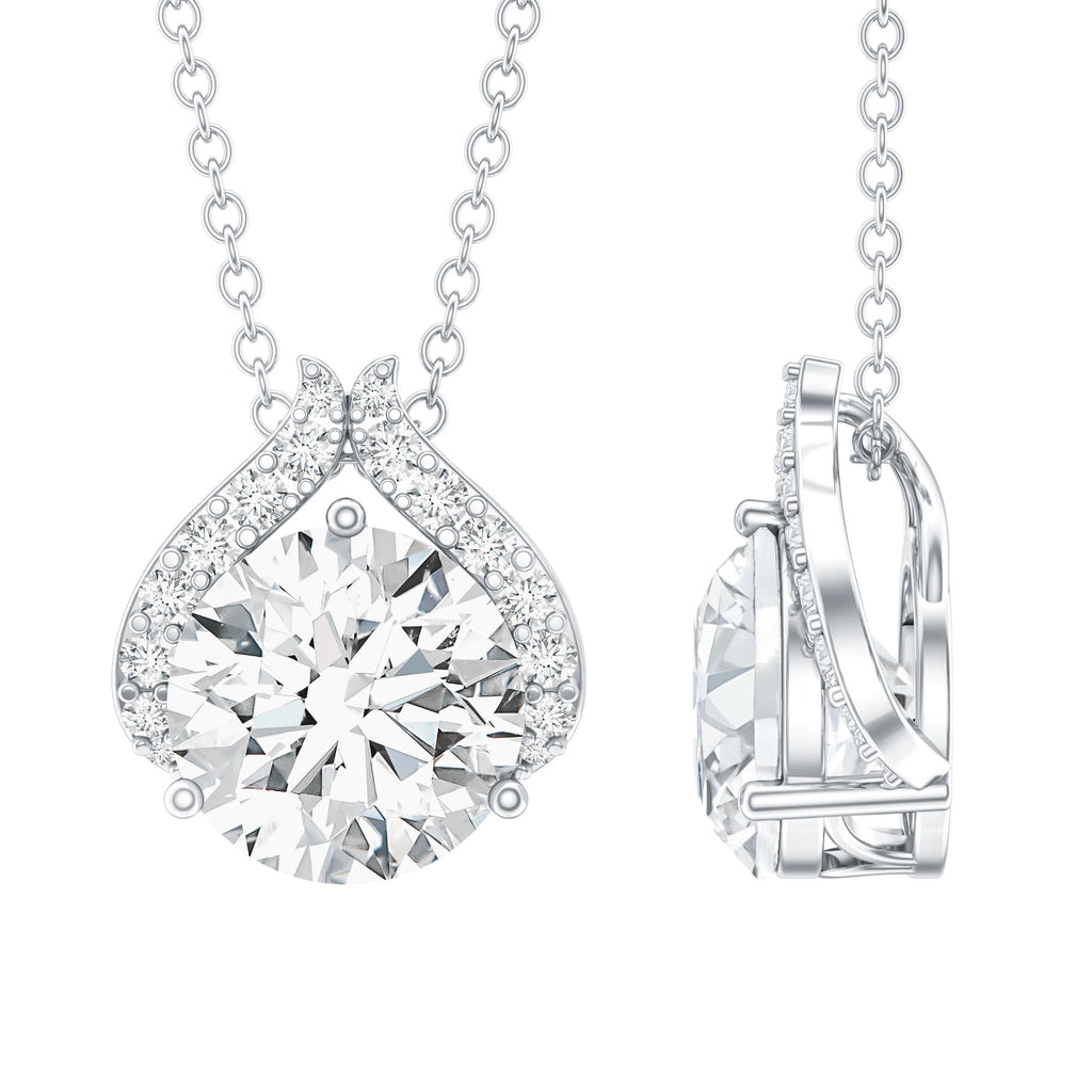 Certified 2 Carat Round Lab Grown Diamond Bridal Necklace