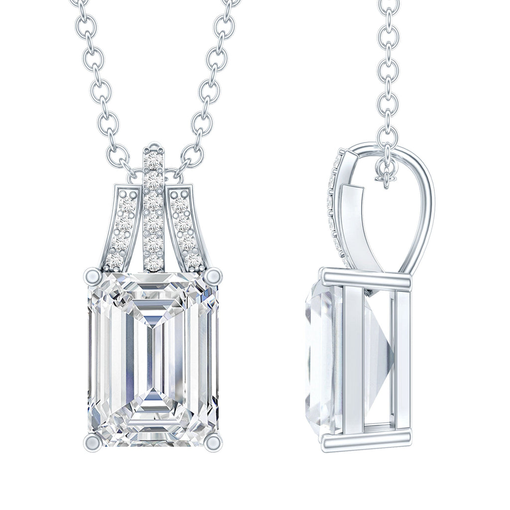 1.8 Carat Solitaire Lab Grown Diamond Emerald Cut Necklace