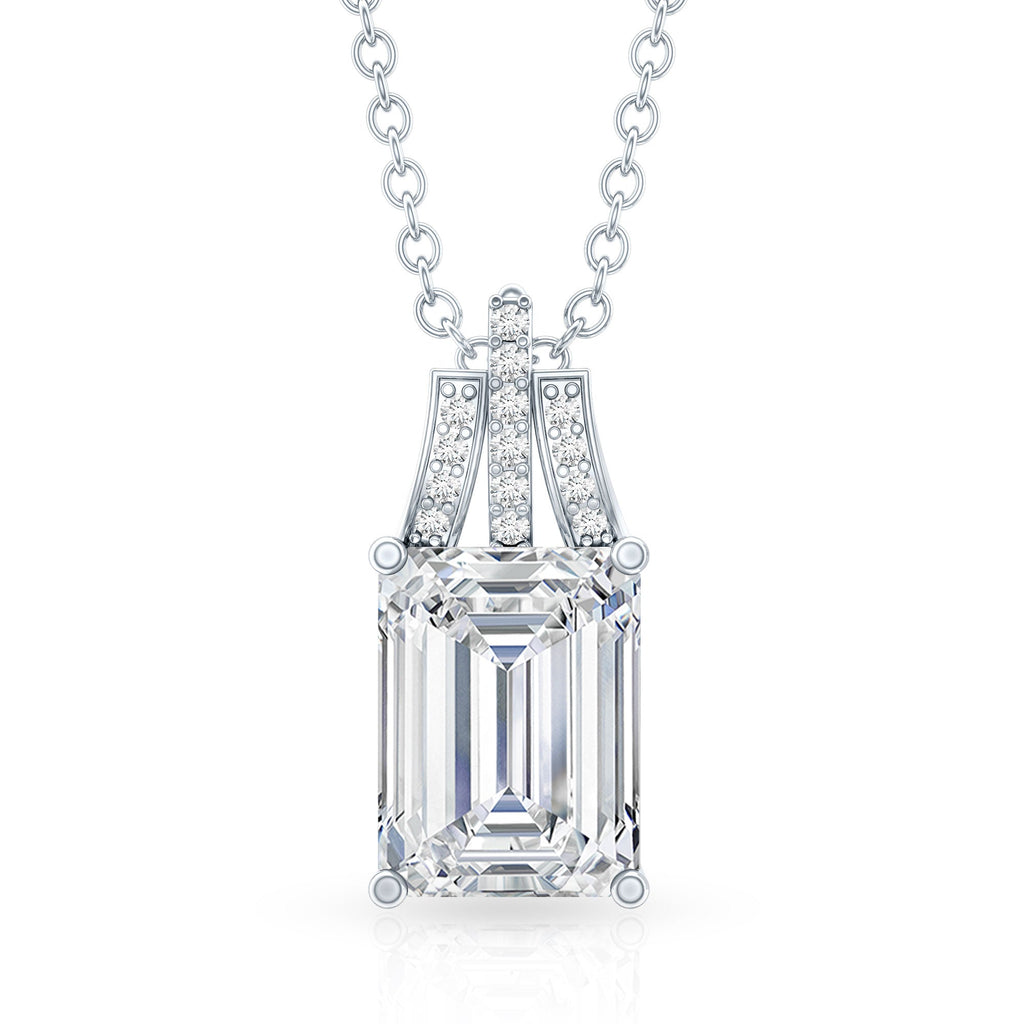 1.8 Carat Solitaire Lab Grown Diamond Emerald Cut Necklace