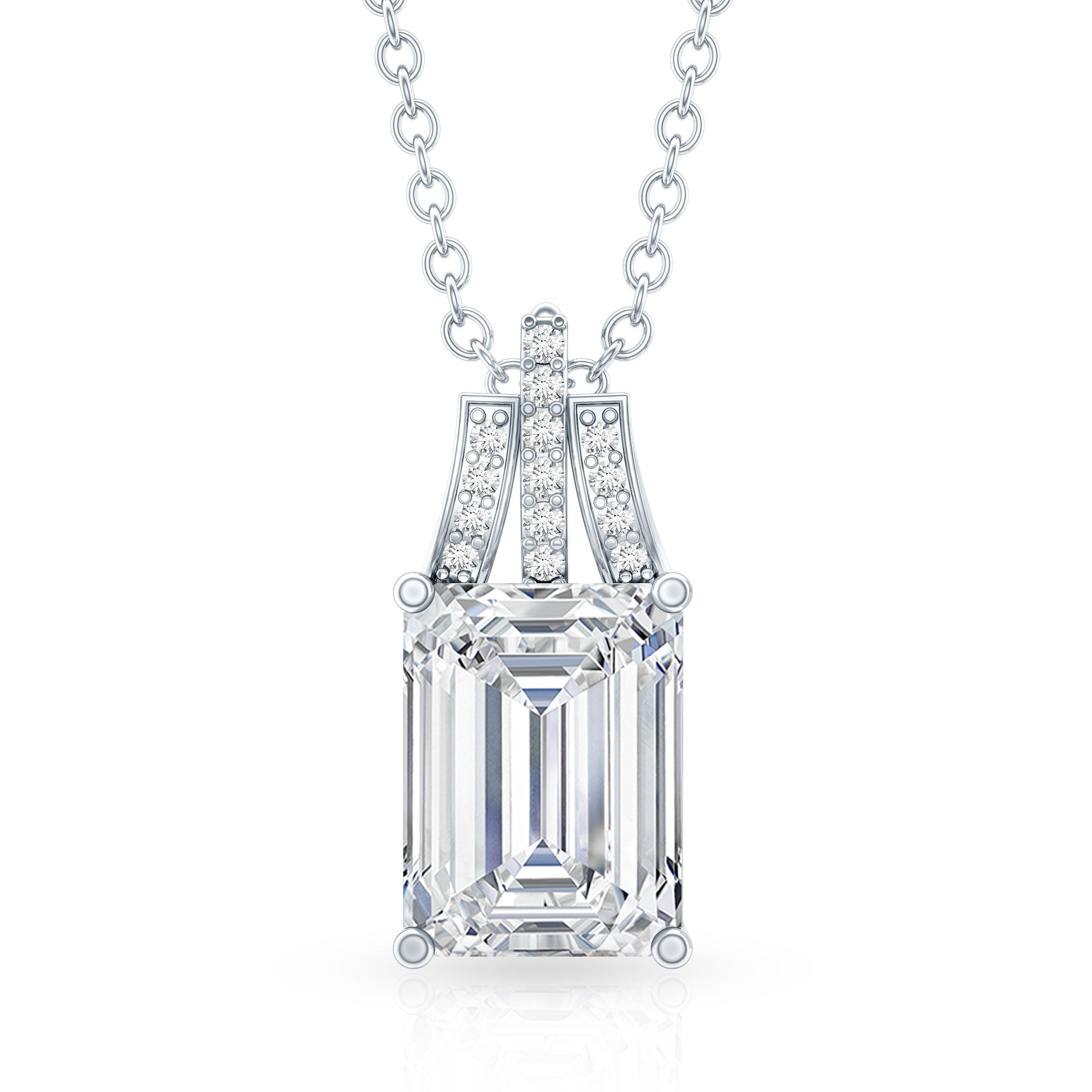 1.8 Carat Solitaire Lab Grown Diamond Emerald Cut Necklace