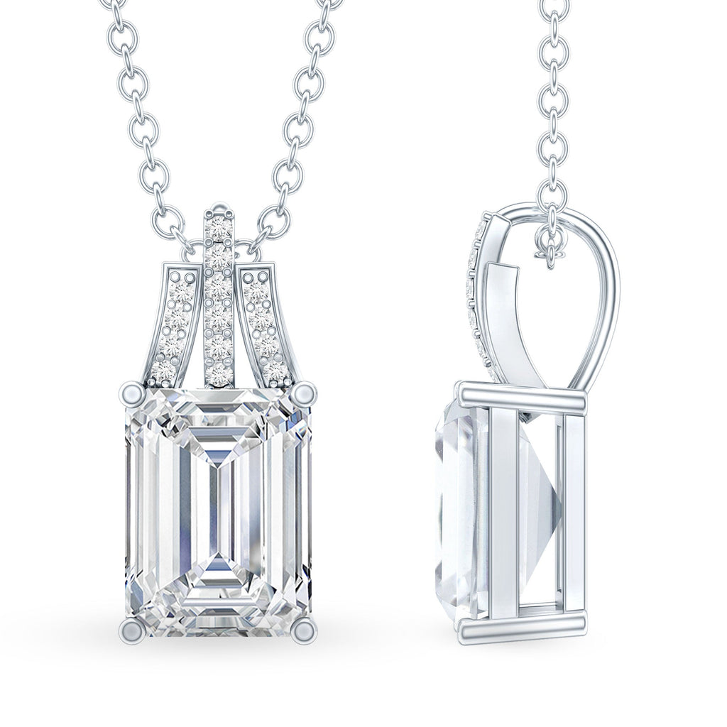 1.8 Carat Solitaire Lab Grown Diamond Emerald Cut Necklace