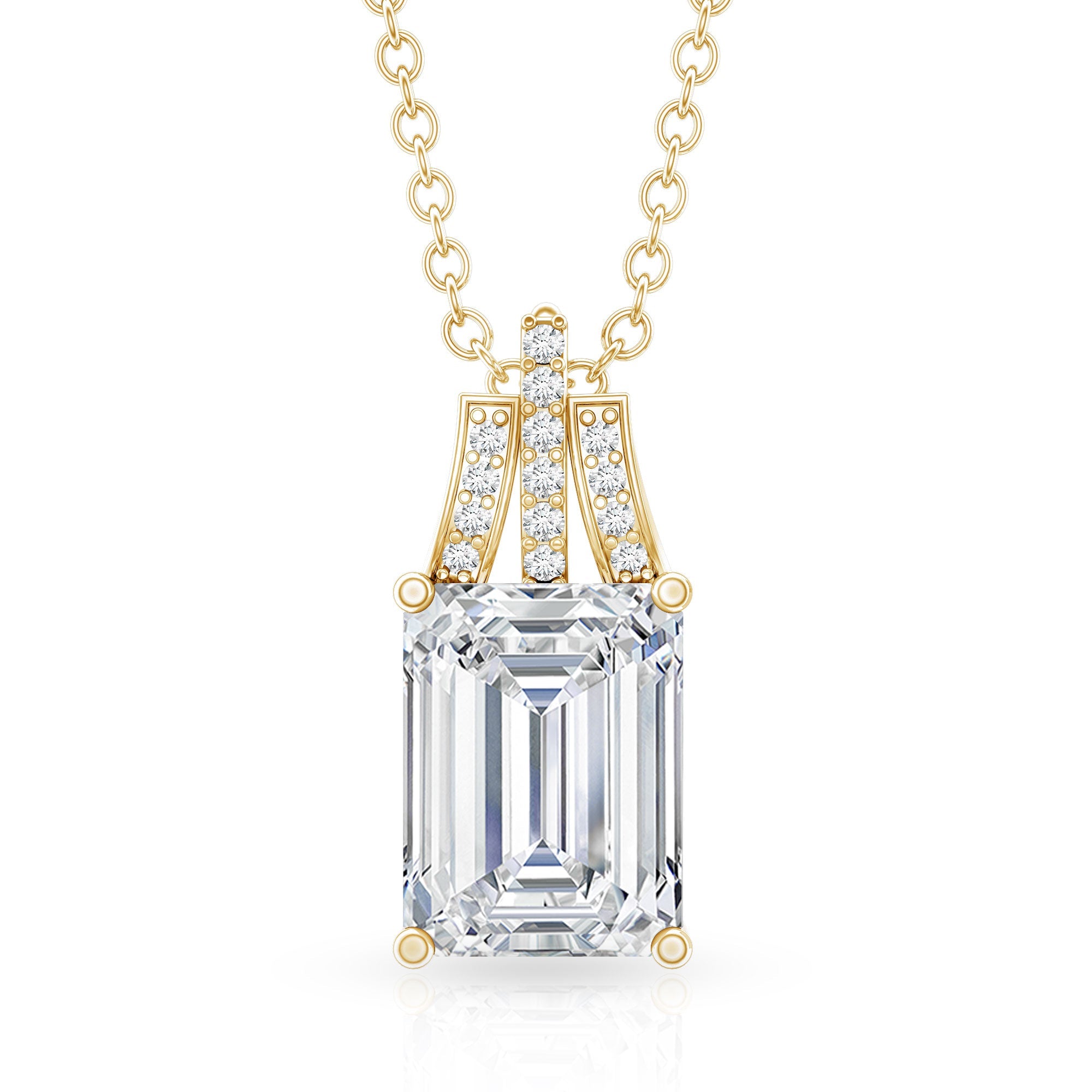 1.8 Carat Solitaire Lab Grown Diamond Emerald Cut Necklace