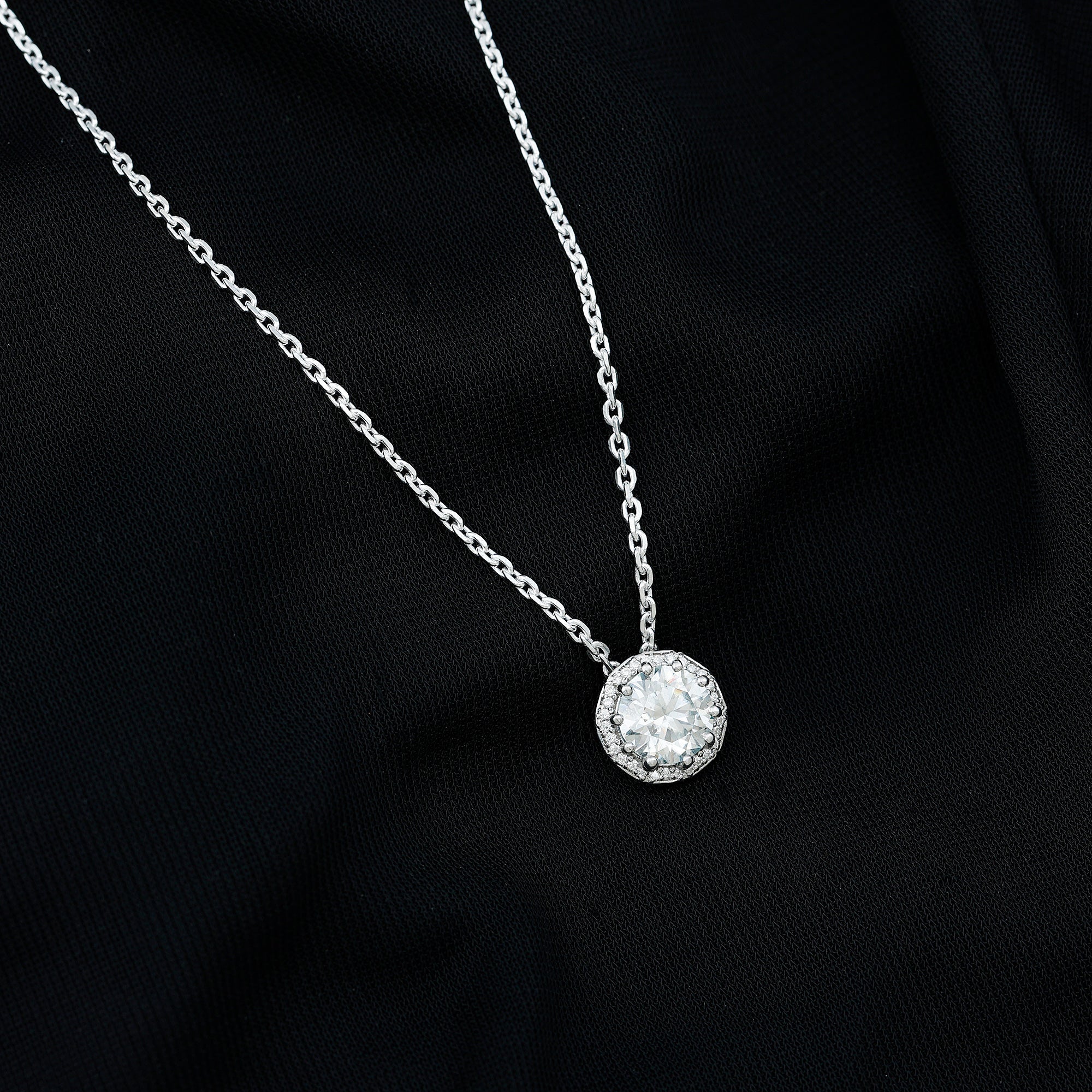 Certified 2 Carat Circle Lab Grown Diamond Necklace With Halo