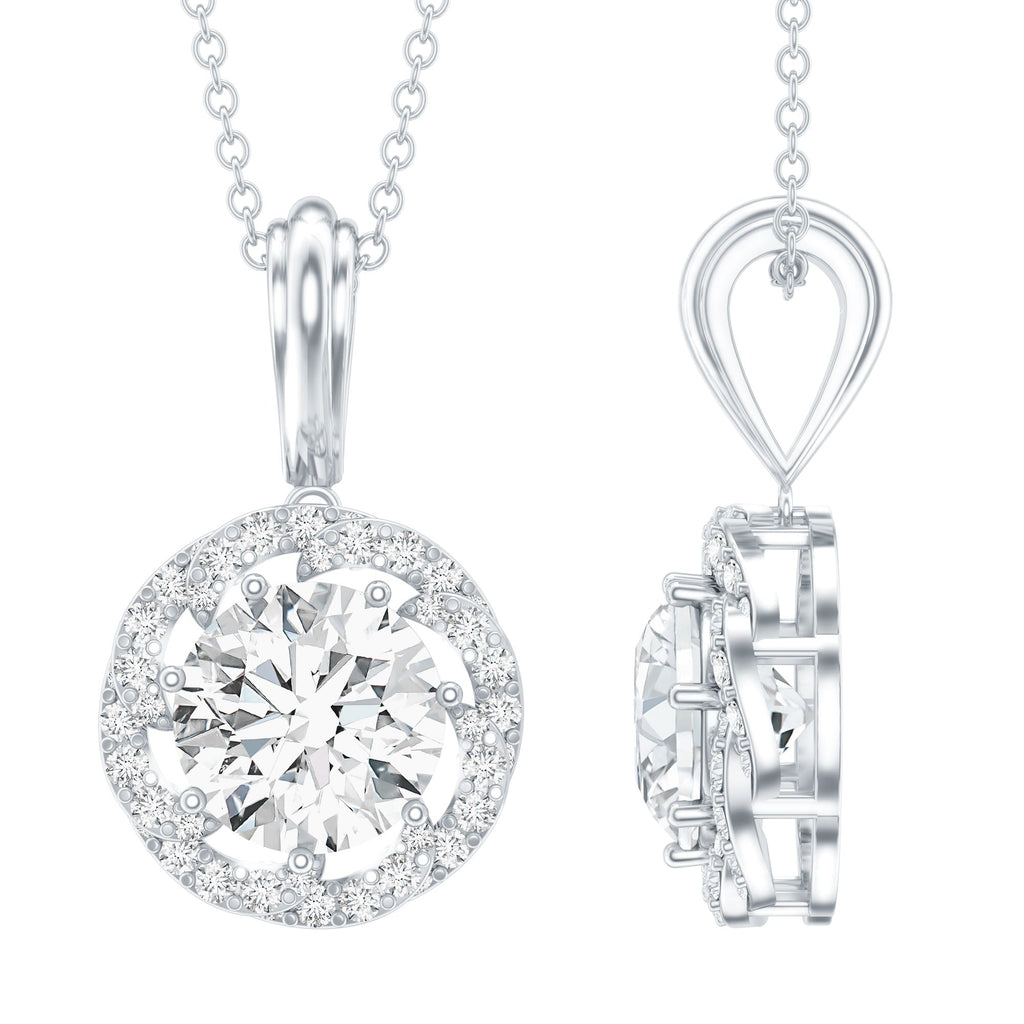 Certified 2 Carat Lab Grown Diamond Bridal Necklace For Bride
