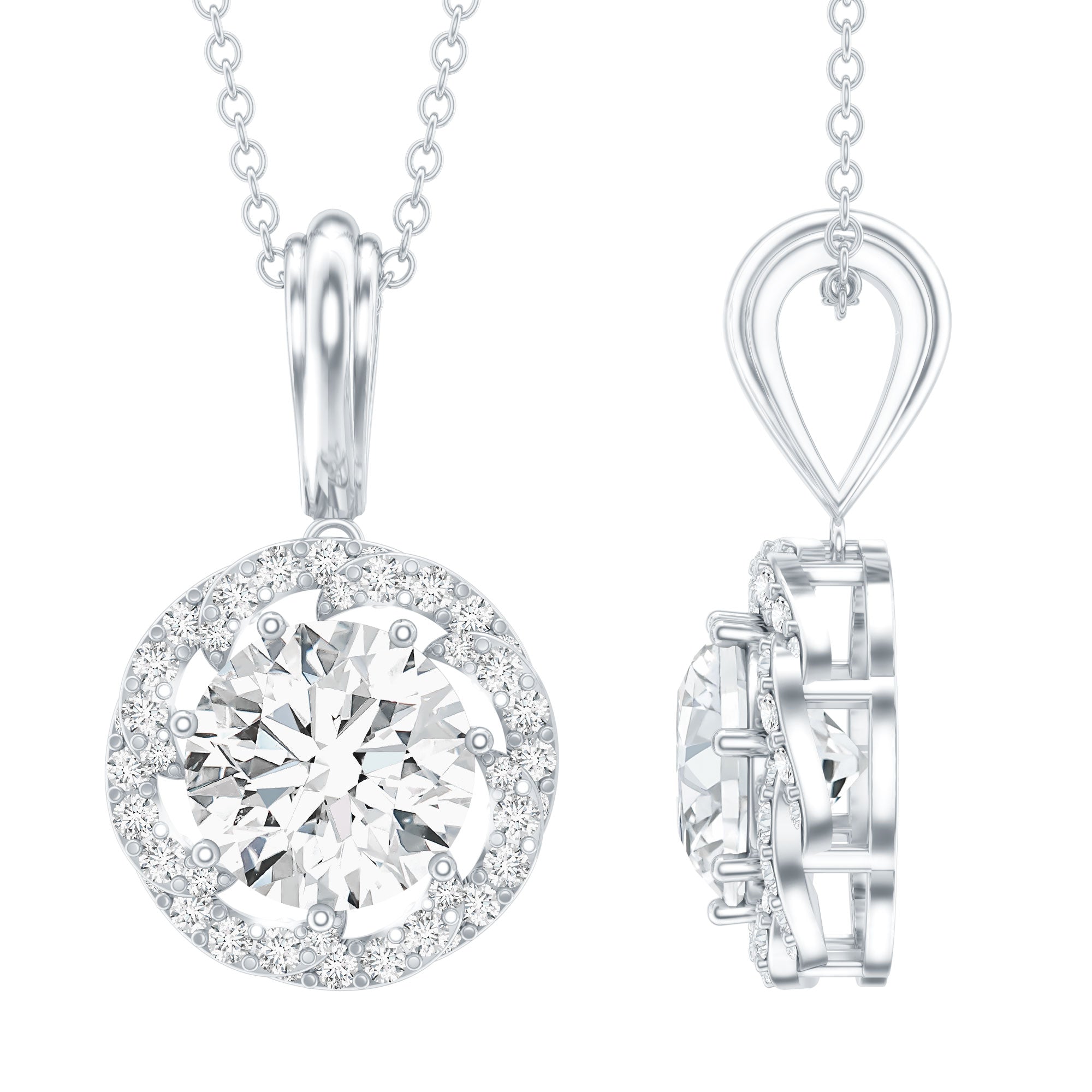 Certified 2 Carat Lab Grown Diamond Bridal Necklace For Bride