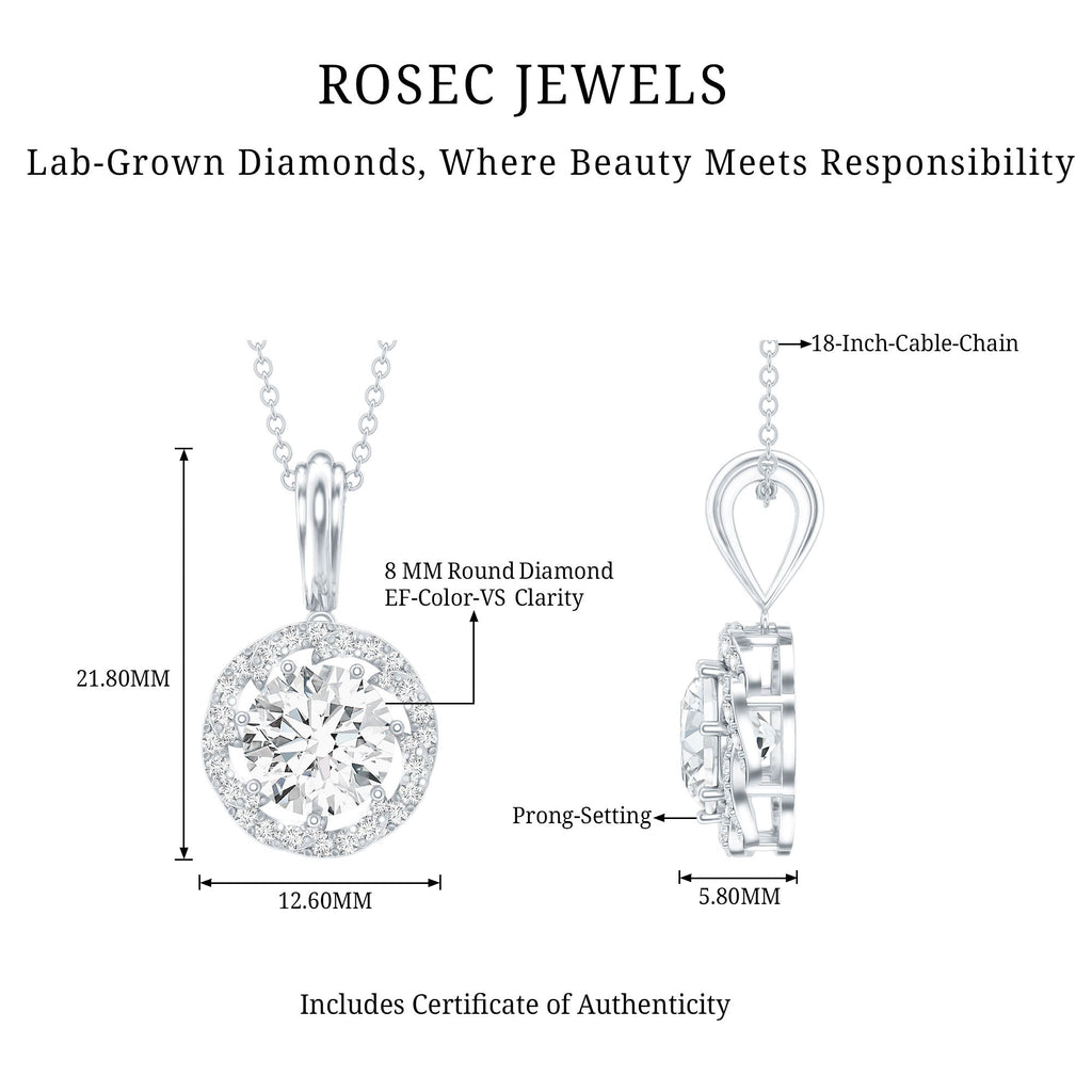 Certified 2 Carat Lab Grown Diamond Bridal Necklace For Bride