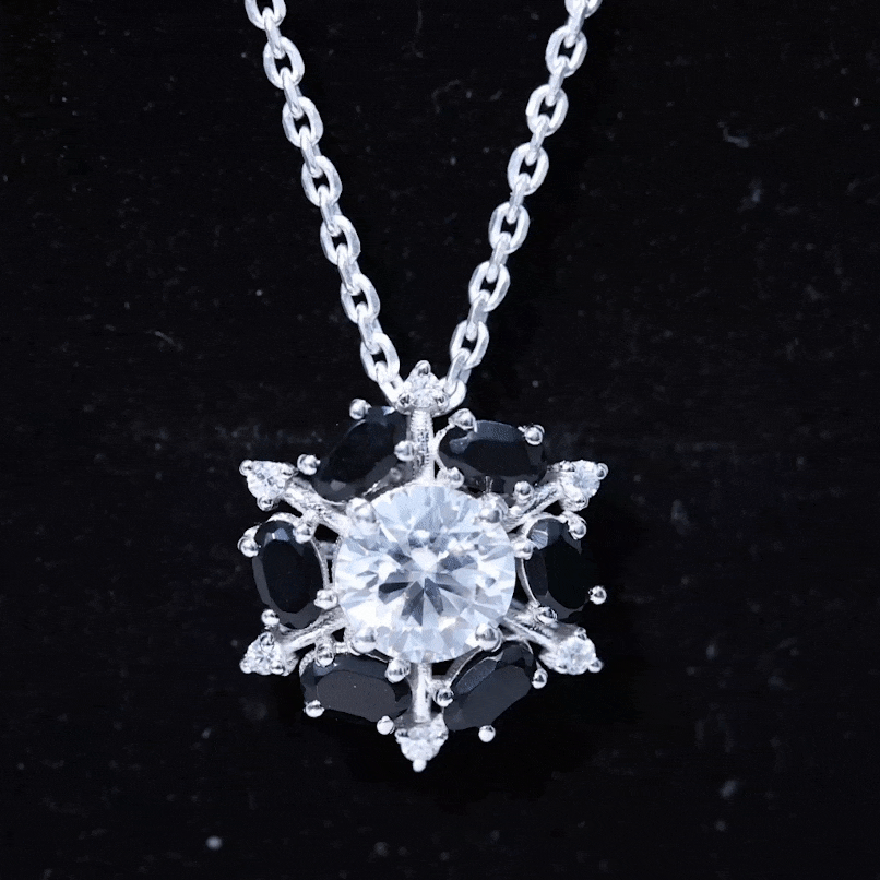 Lab Grown Diamond Cocktail Necklace With Black Onyx