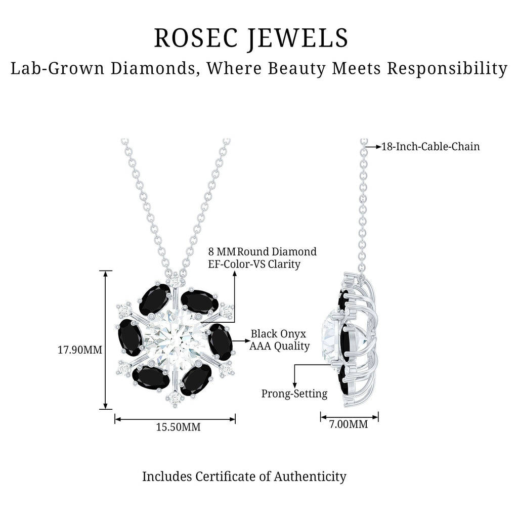 Lab Grown Diamond Cocktail Necklace With Black Onyx
