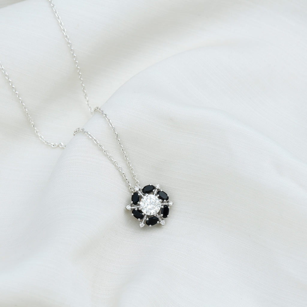 Lab Grown Diamond Cocktail Necklace With Black Onyx