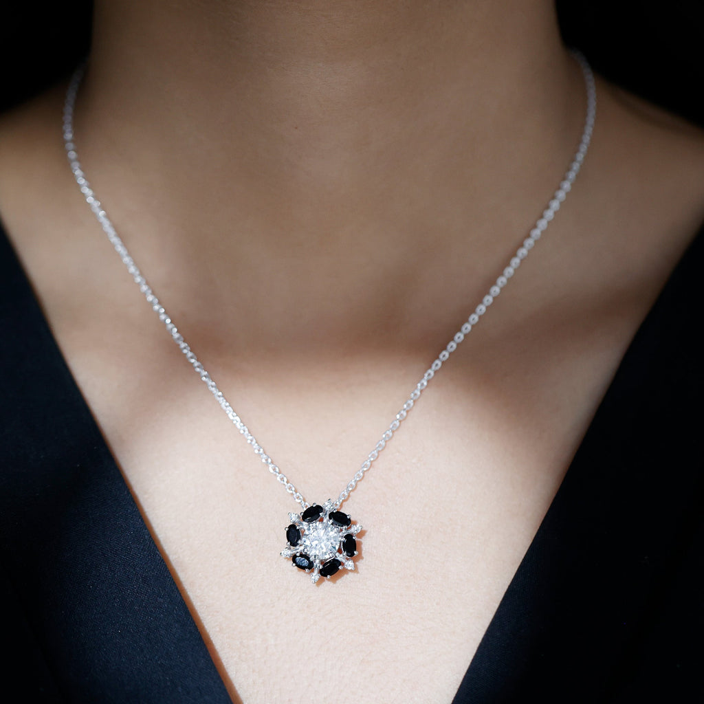 Lab Grown Diamond Cocktail Necklace With Black Onyx