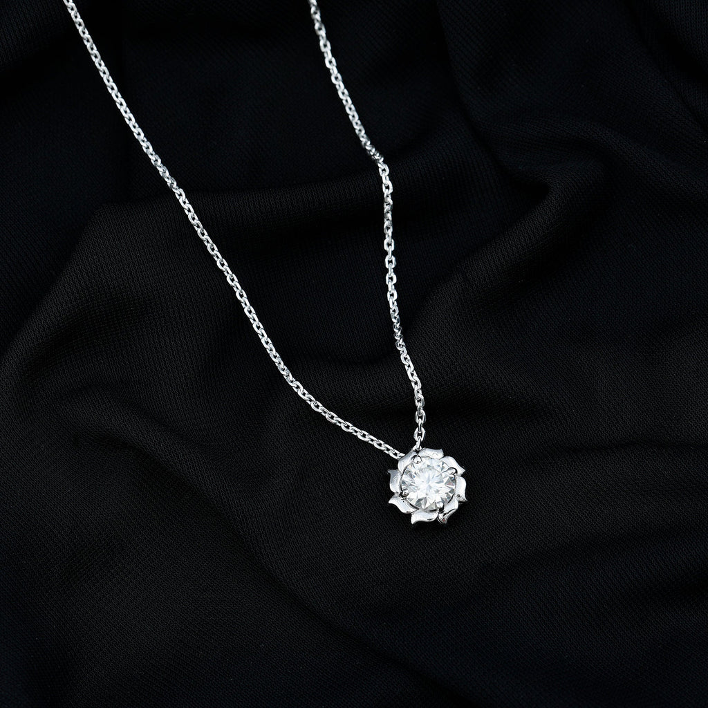 2 Carat Solitaire Lab Grown Diamond Flower Necklace