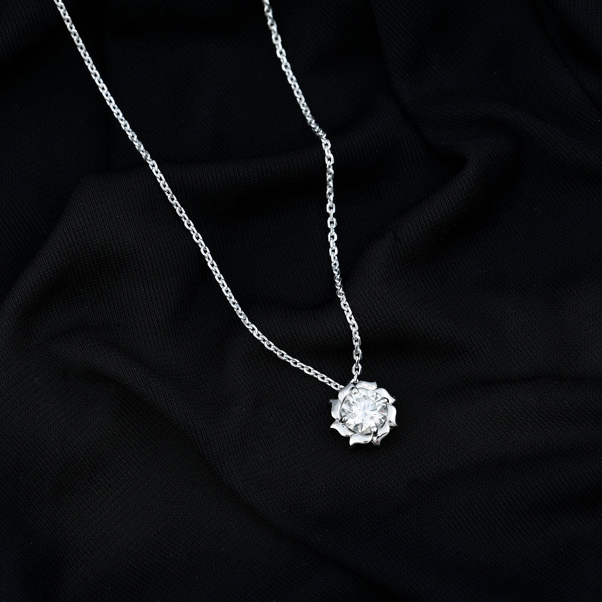 2 Carat Solitaire Lab Grown Diamond Flower Necklace