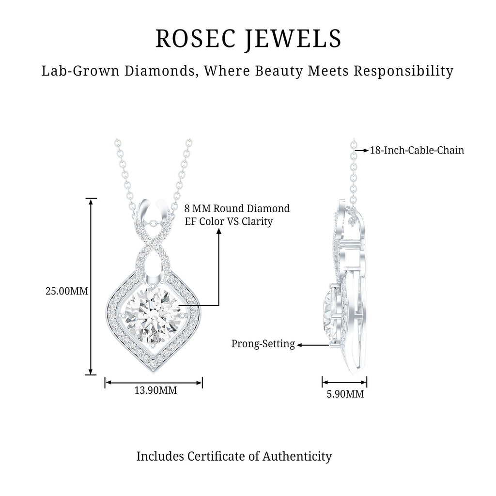2 Carat Round Lab Grown Diamond Infinity Loop Necklace