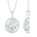 Prong Set 2 Carat Round Lab Grown Diamond Swirl Pendant Necklace