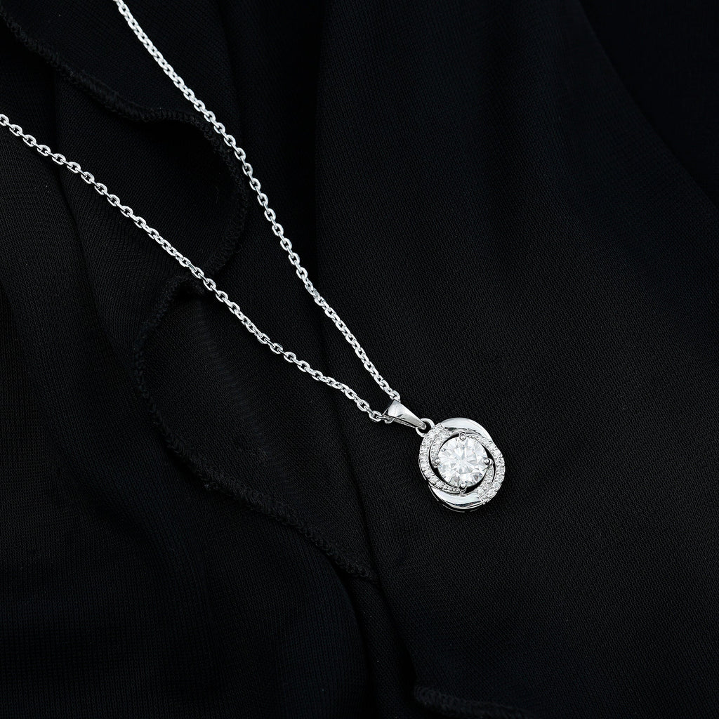 Prong Set 2 Carat Round Lab Grown Diamond Swirl Pendant Necklace
