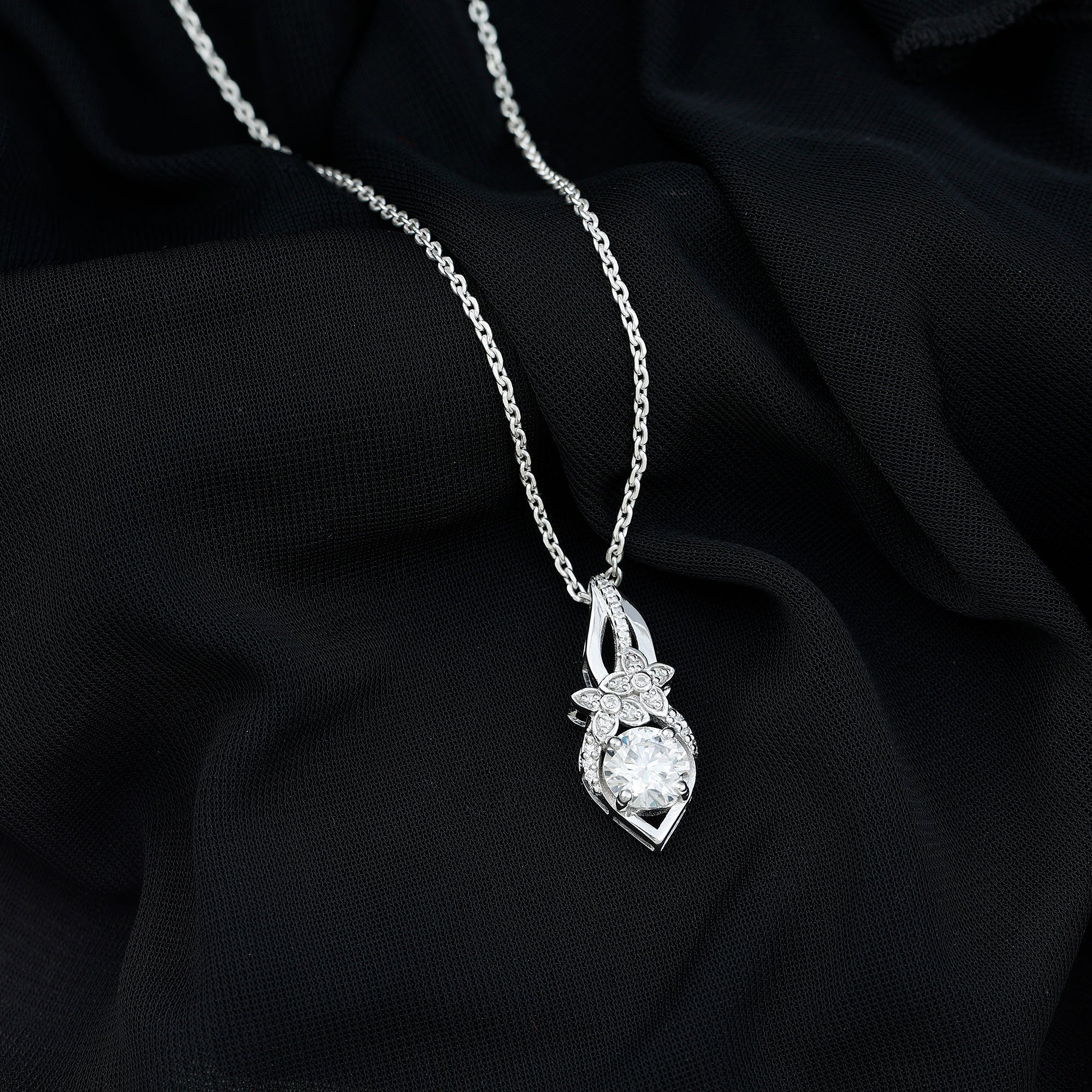 Lab Grown Diamond Flower Statement Necklace