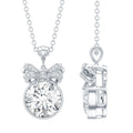 Bezel Set Lab Grown Diamond Solitaire Necklace With Cute Bow