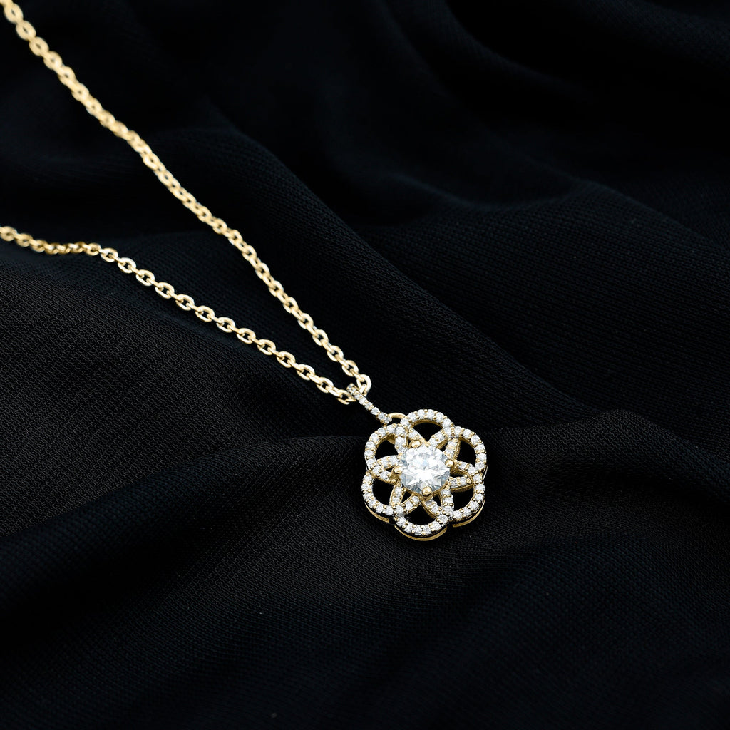 0.9 Carat Round Lab Diamond Flower Bridal Necklace