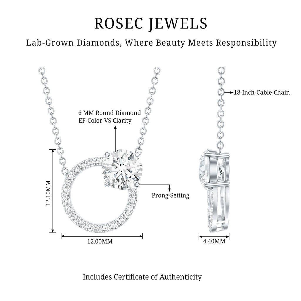 Certified Lab 0.9 Carat Diamond Circle Of Life Necklace