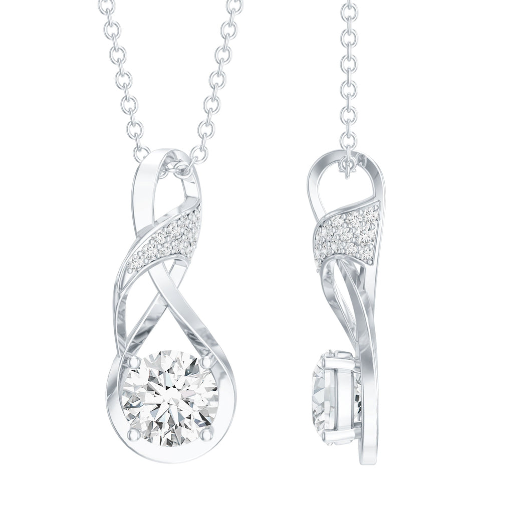 Certified Lab 0.9 Carat Round Diamond Infinity Pendant Necklace