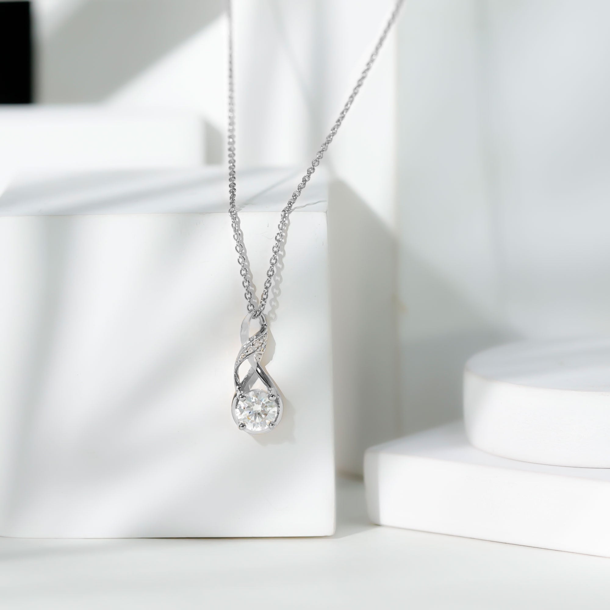 Certified Lab 0.9 Carat Round Diamond Infinity Pendant Necklace