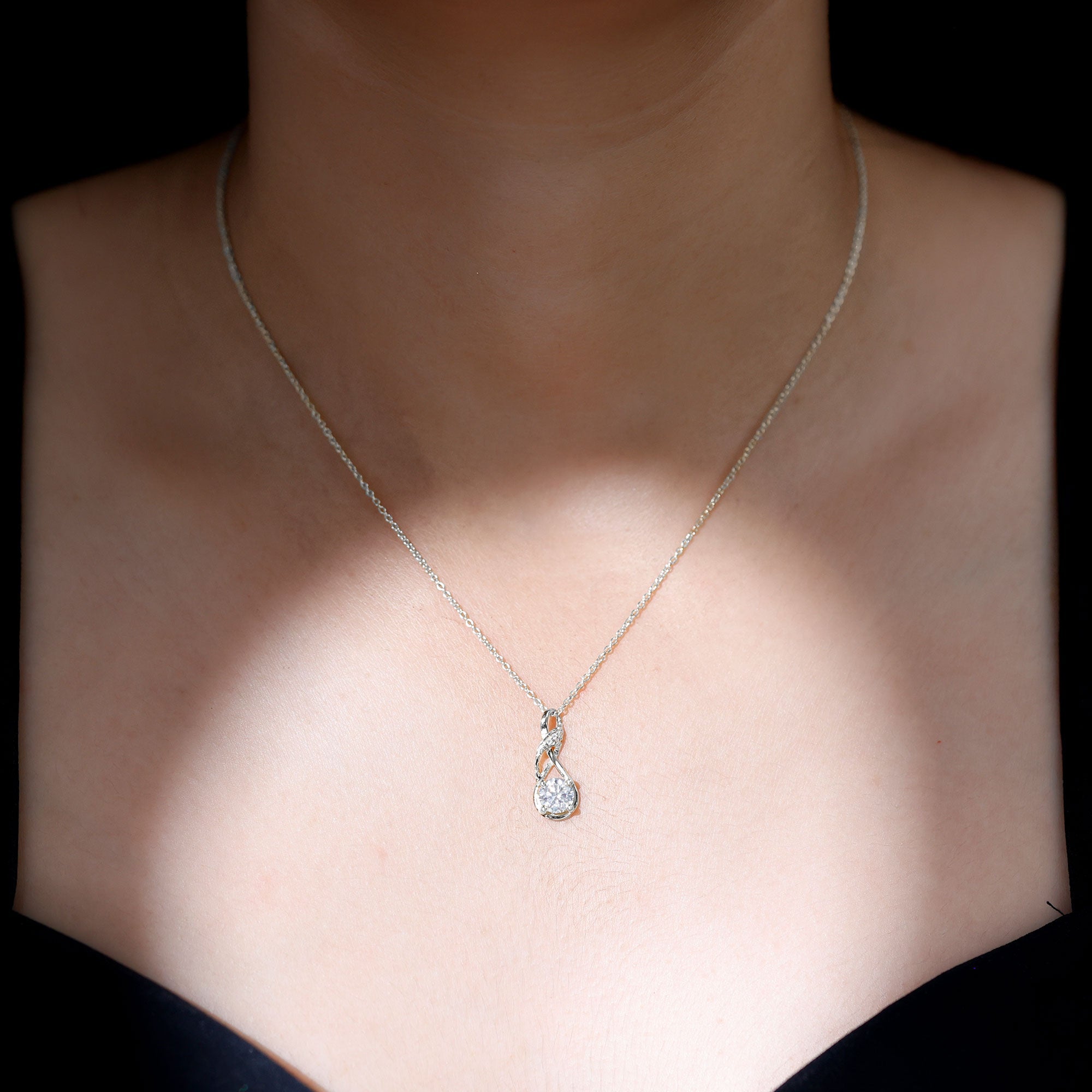 Certified Lab 0.9 Carat Round Diamond Infinity Pendant Necklace