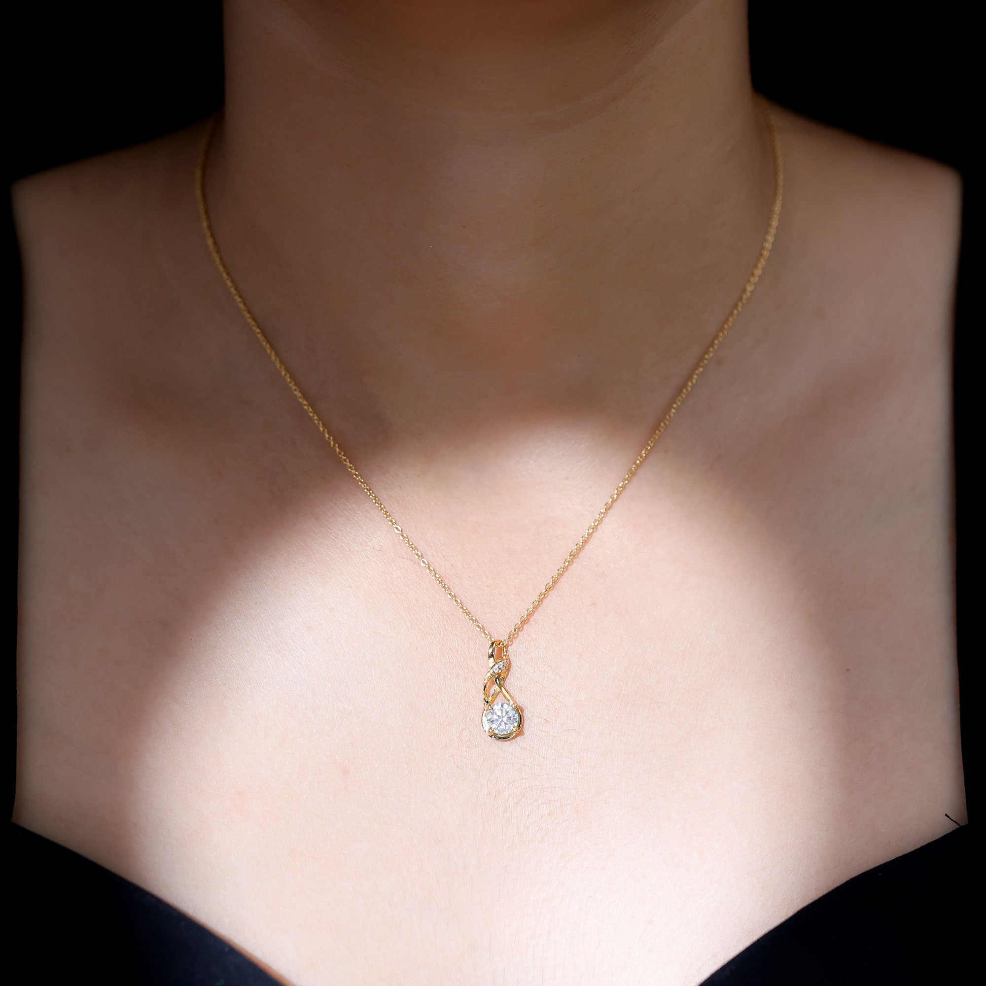 Certified Lab 0.9 Carat Round Diamond Infinity Pendant Necklace