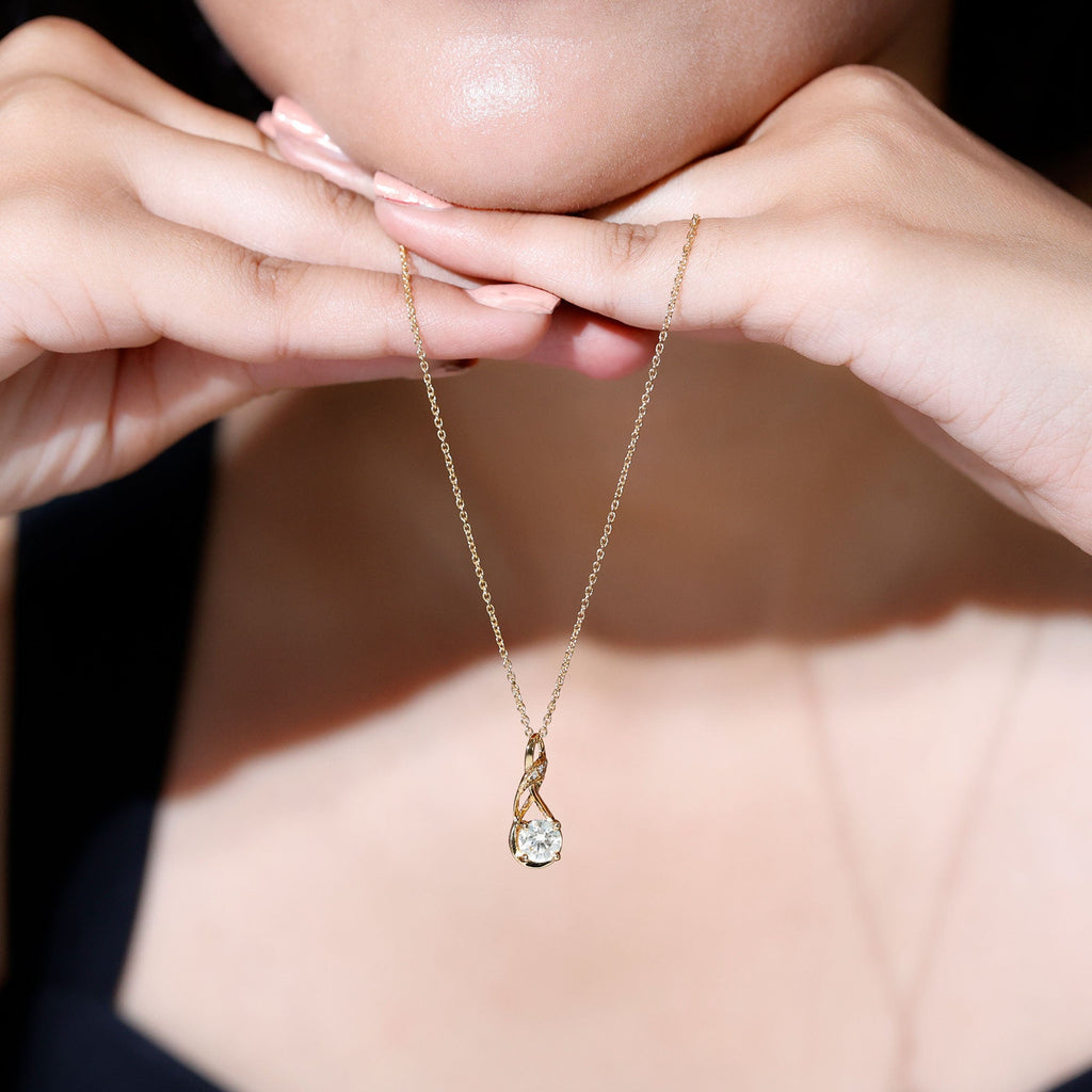 Certified Lab 0.9 Carat Round Diamond Infinity Pendant Necklace