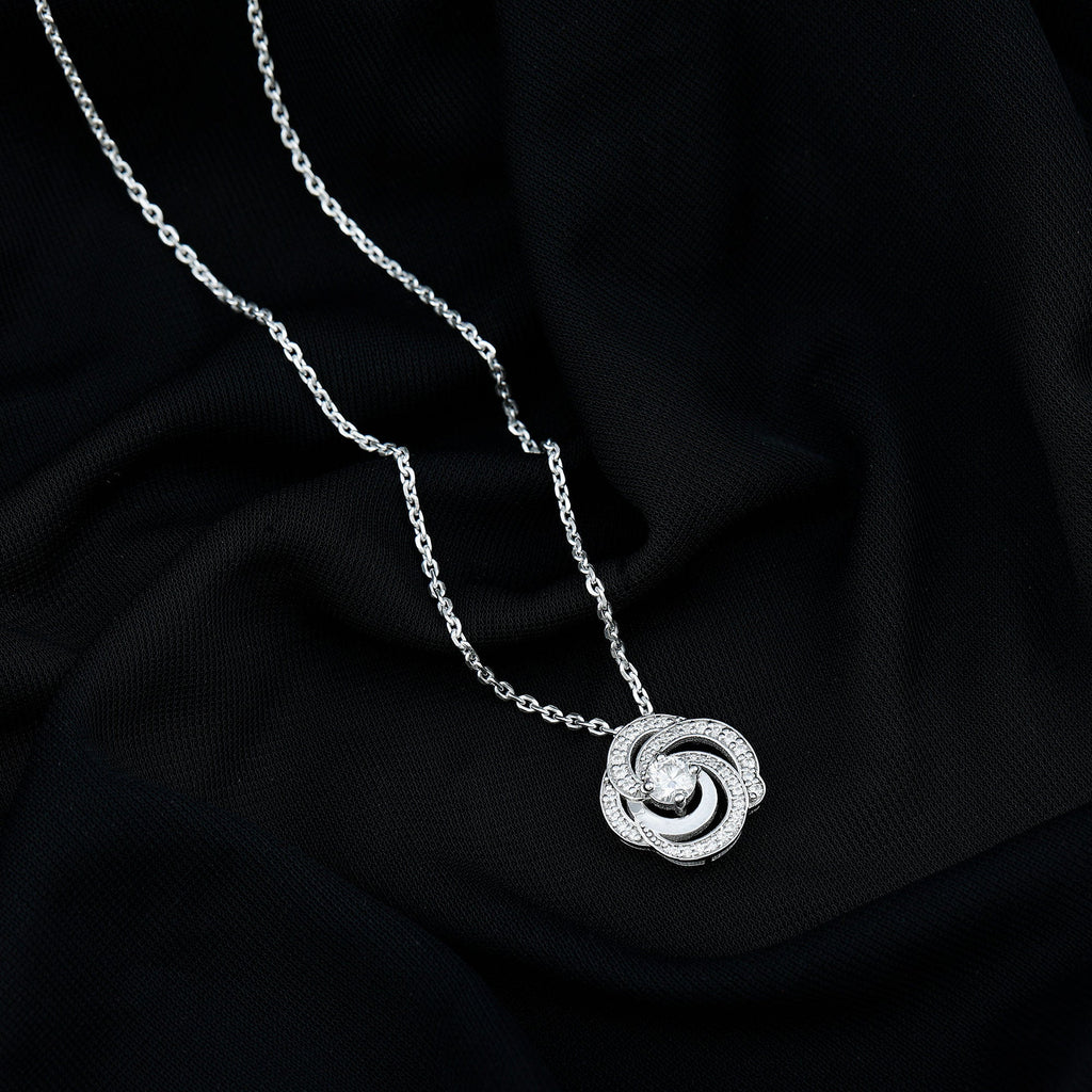 Lab Grown Diamond Prong Set Flower Pendant Necklace