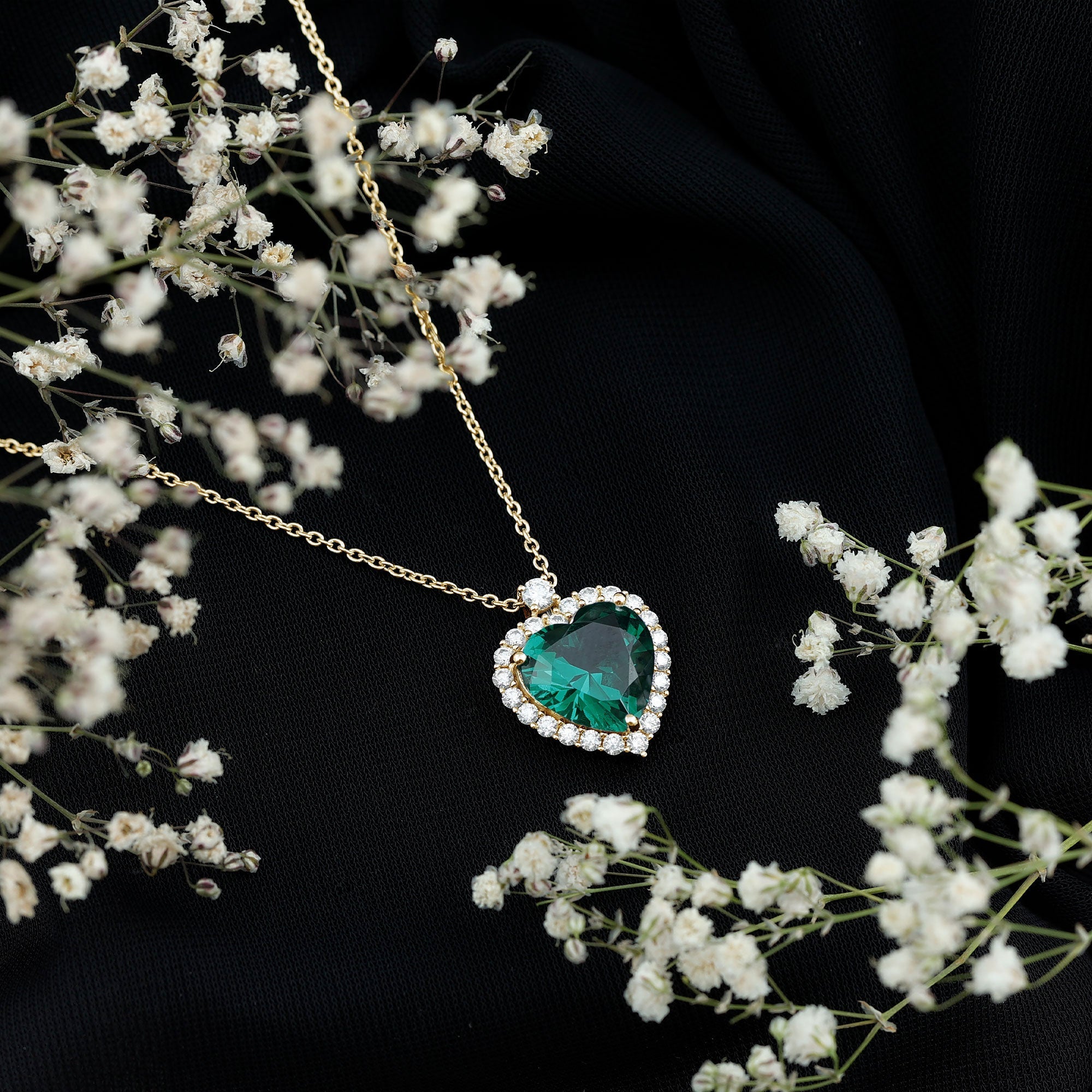 Lab Created 5.6 Carat Emerald Moissanite Heart Pendant Necklace