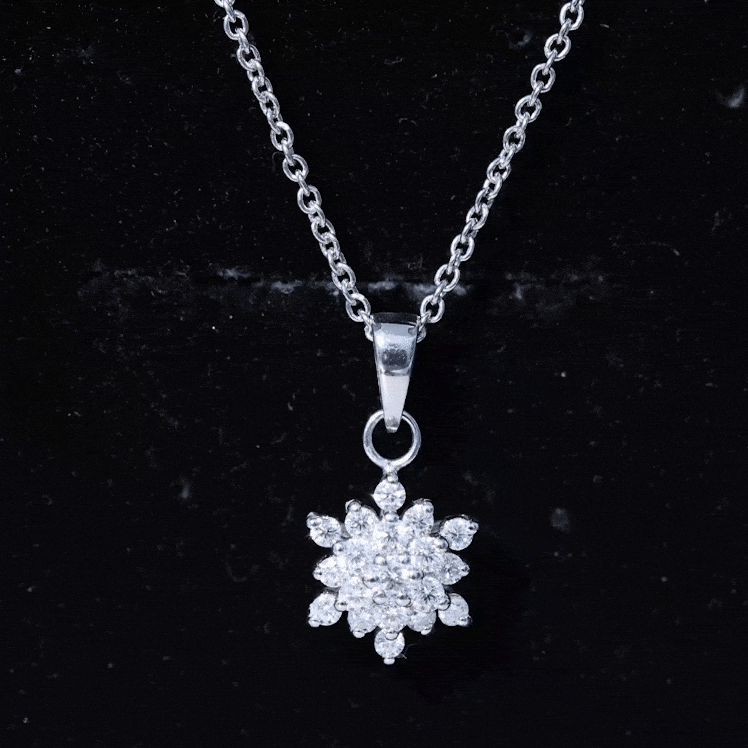 Moissanite Snowflake Necklace – Round Cut Moissanite Pendant With Sparkling Design