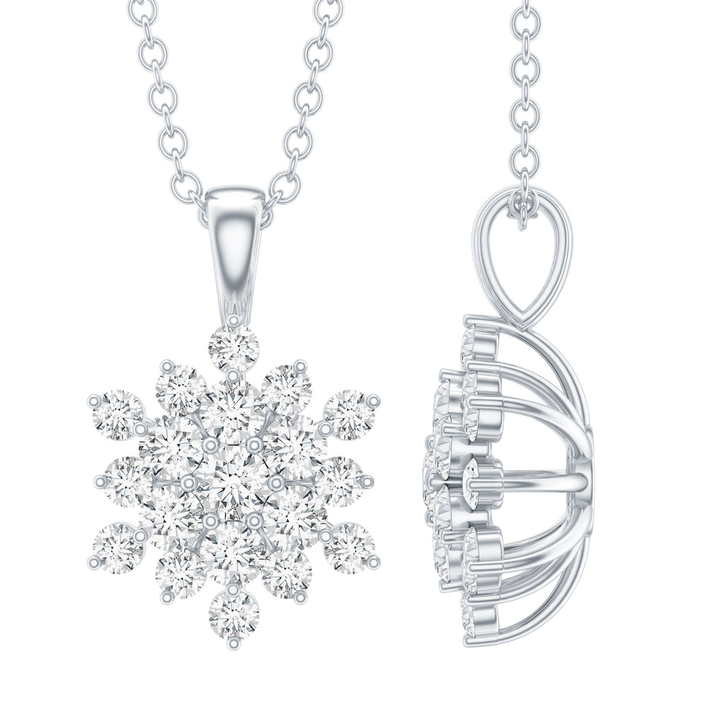 Moissanite Snowflake Necklace – Round Cut Moissanite Pendant With Sparkling Design