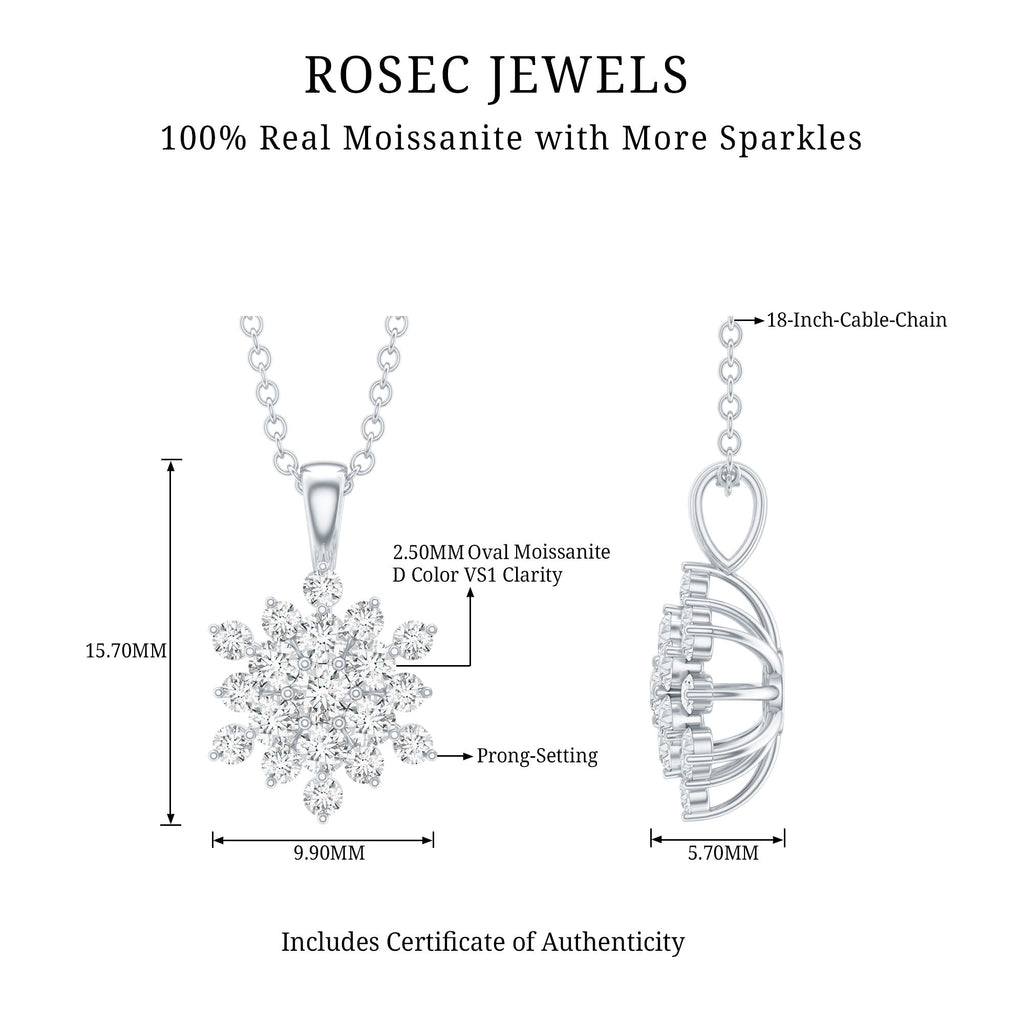 Moissanite Snowflake Necklace – Round Cut Moissanite Pendant With Sparkling Design