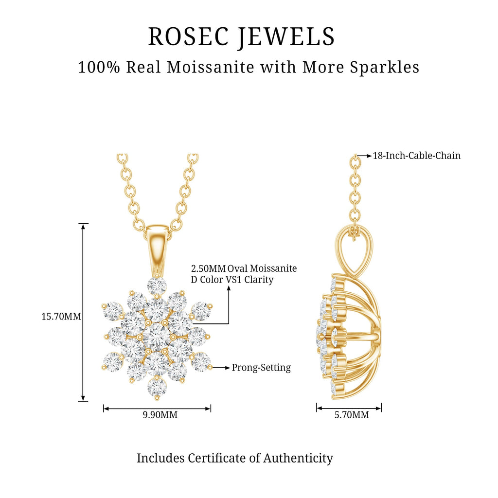 Moissanite Snowflake Necklace – Round Cut Moissanite Pendant With Sparkling Design