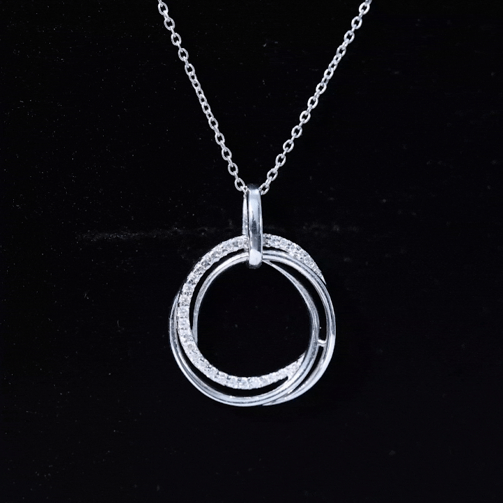 Diamond Eternity Necklace - Interlocking Circle Pendant With Round Cut Diamonds