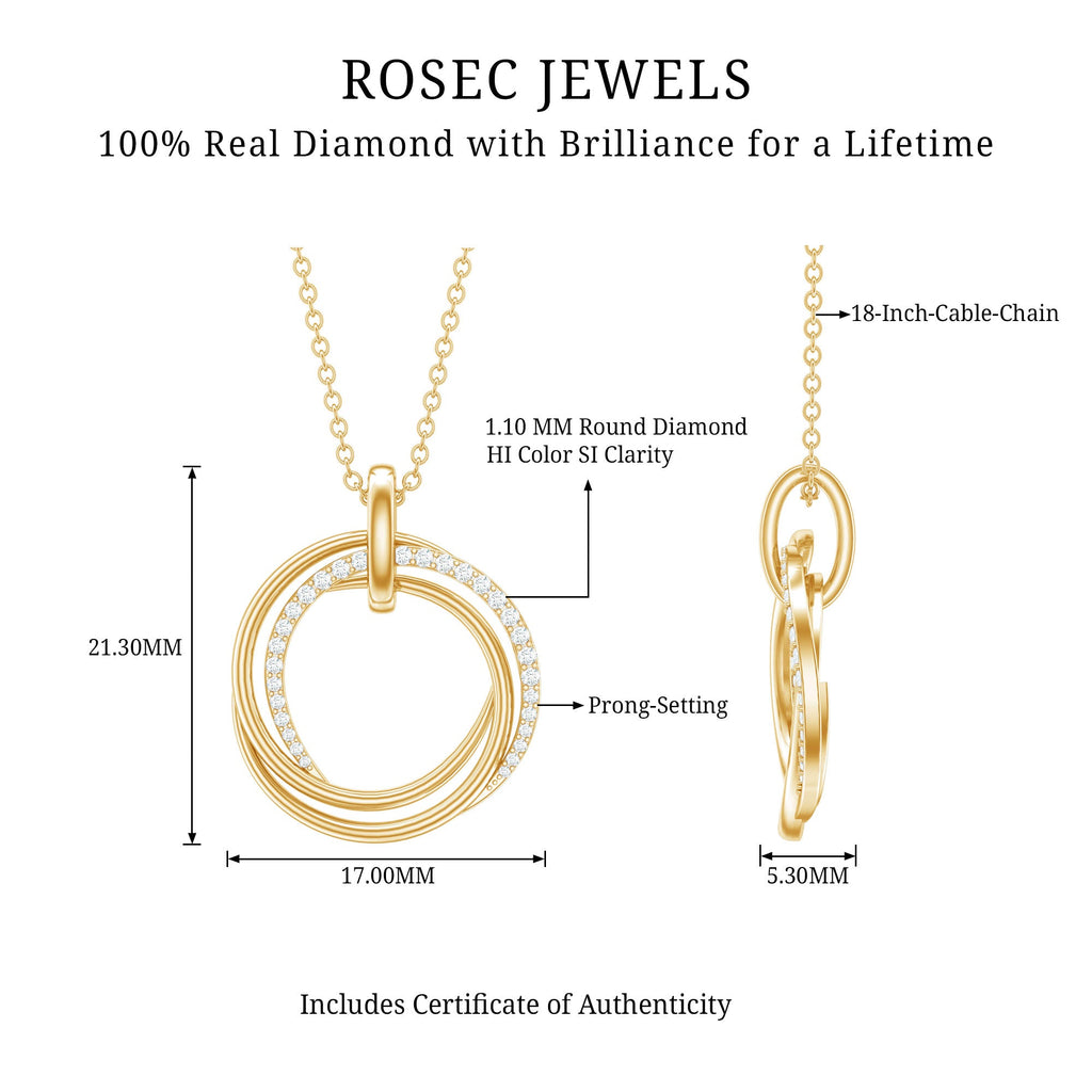 Diamond Eternity Necklace - Interlocking Circle Pendant With Round Cut Diamonds