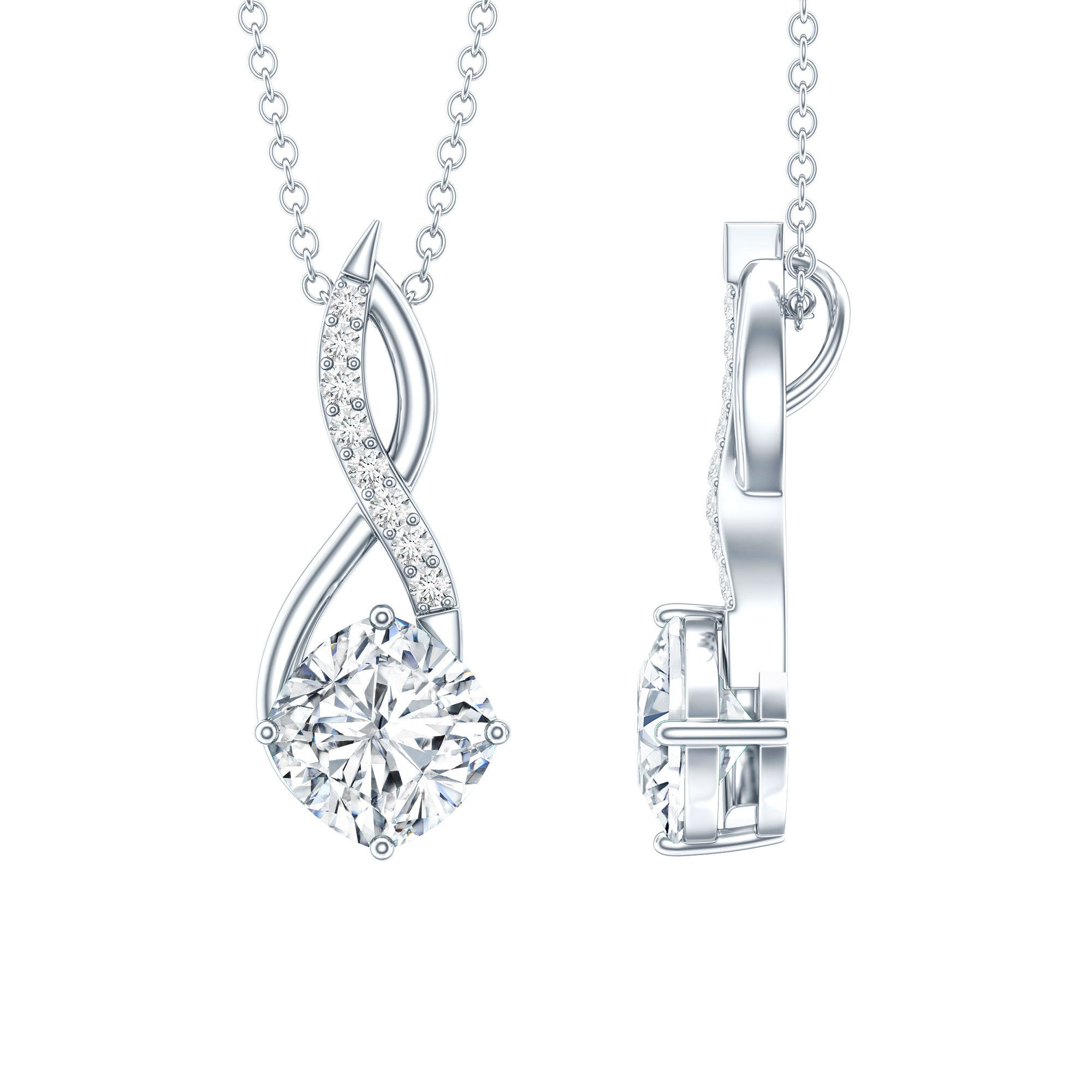 2 Carat Cushion Cut Cubic Zirconia Infinity Necklace for Women