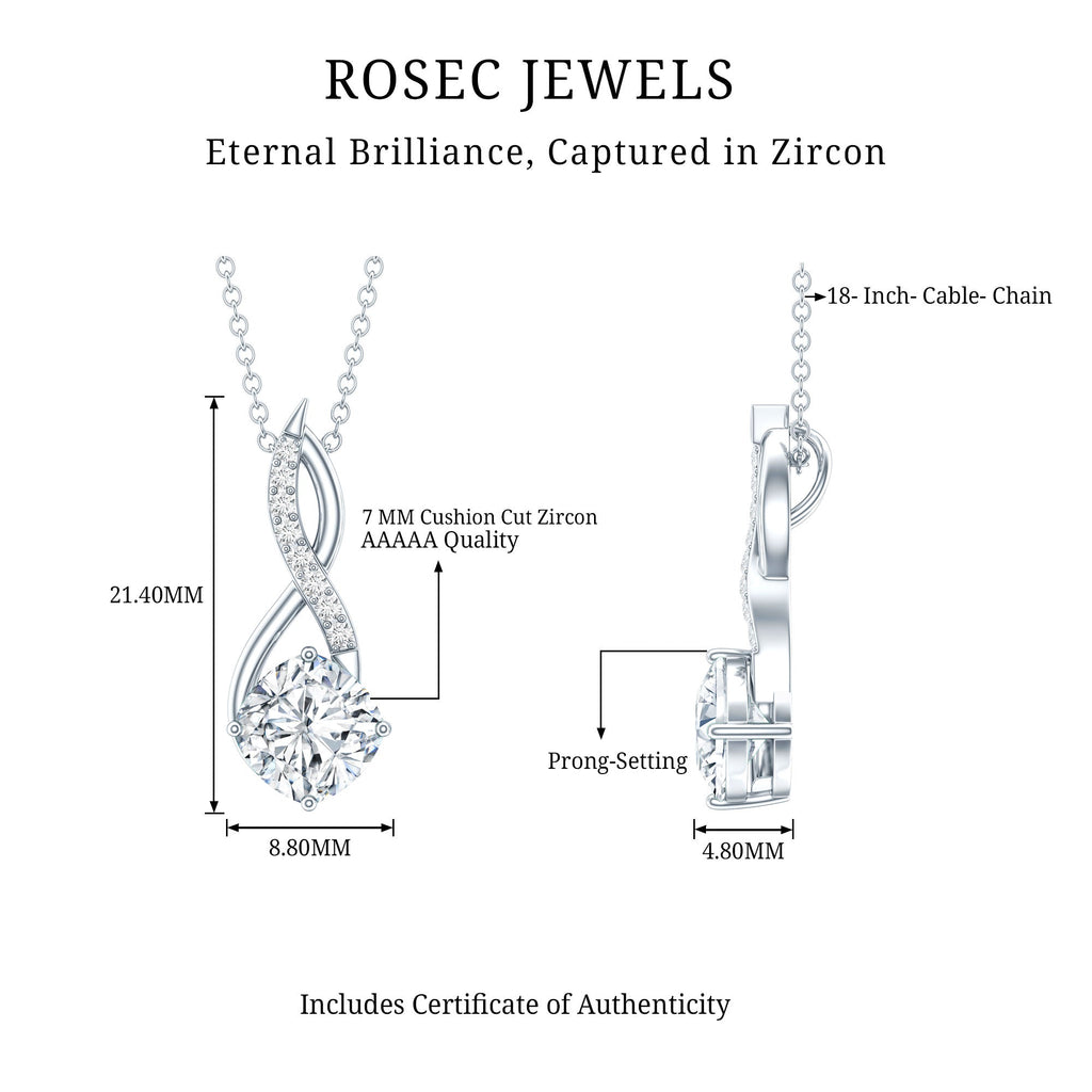 2 Carat Cushion Cut Cubic Zirconia Infinity Necklace for Women