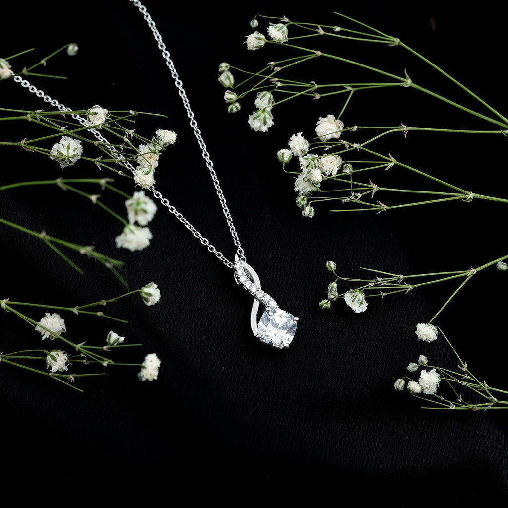 2 Carat Cushion Cut Cubic Zirconia Infinity Necklace for Women