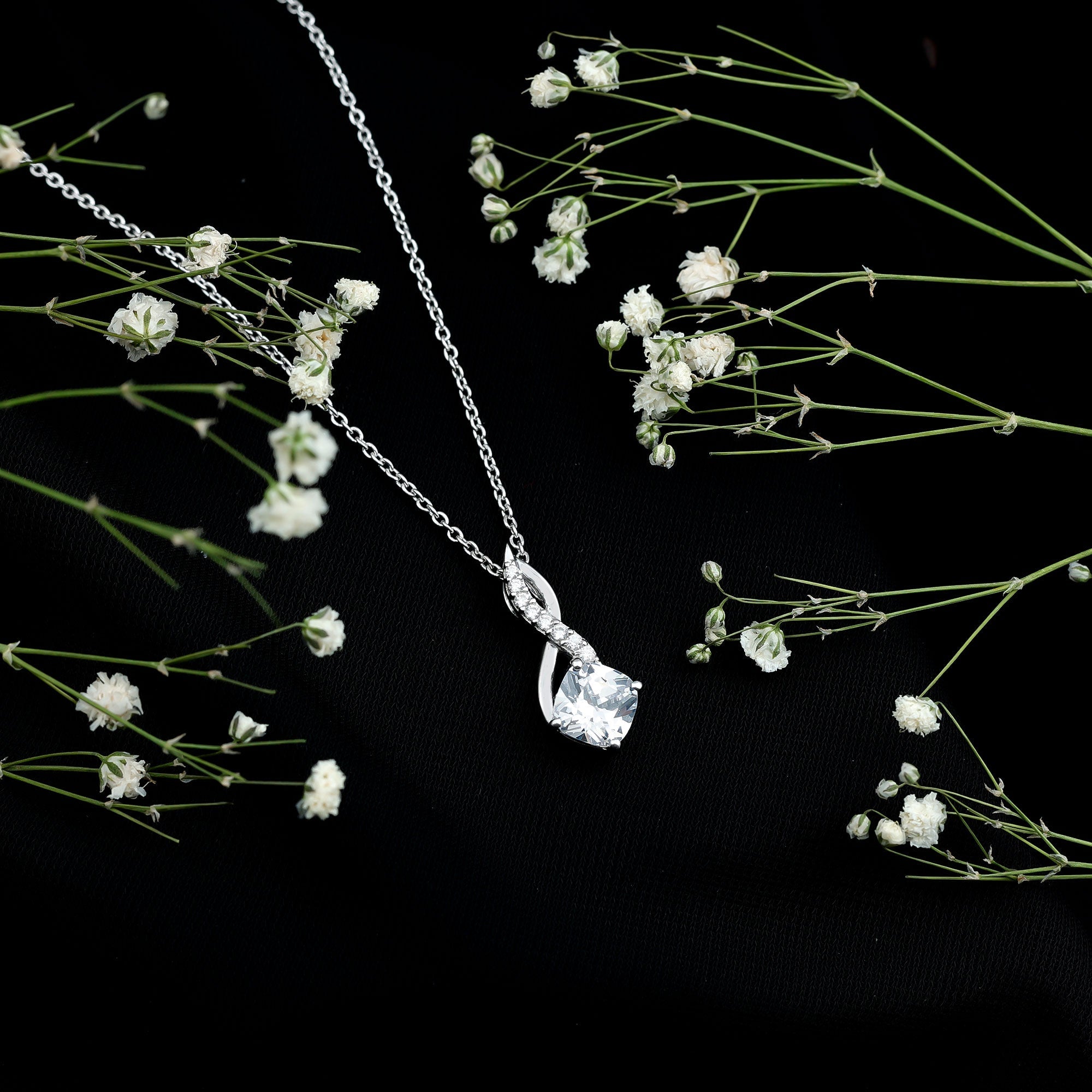 2 Carat Cushion Cut Cubic Zirconia Infinity Necklace for Women