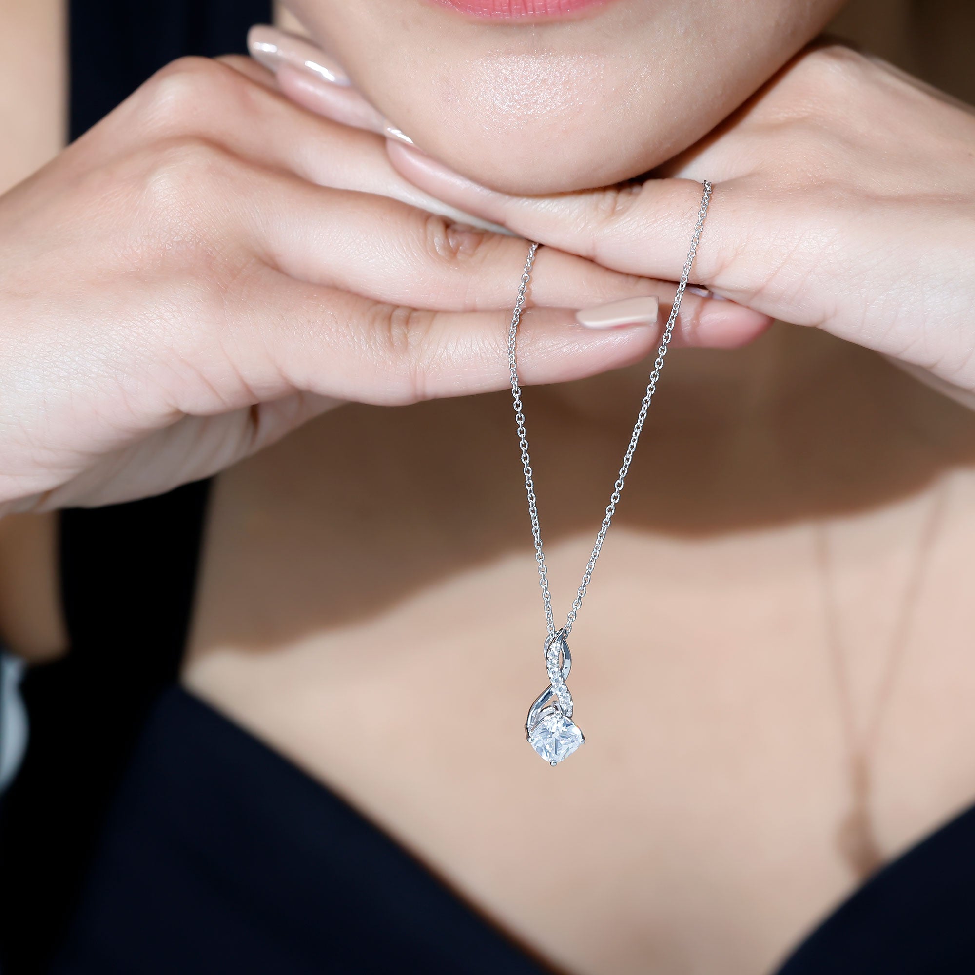 2 Carat Cushion Cut Cubic Zirconia Infinity Necklace for Women