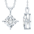 Diagonal Set 3 Carat Cubic Zirconia Princess Cut Necklace With Chain