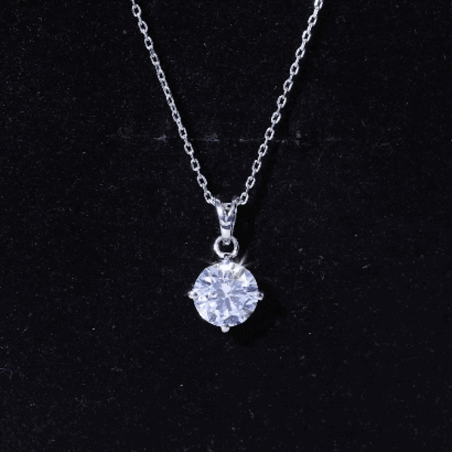 2 Carat Cubic Zirconia Solitaire Necklace with Silver Chain