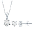 Certified 3.9 Carat Round Cubic Zirconia Solitaire Necklace and Earrings Set
